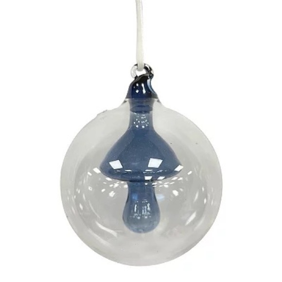 Other - Mushroom in Glass Ball Christmas Ornament, Blue/Clear, NWT